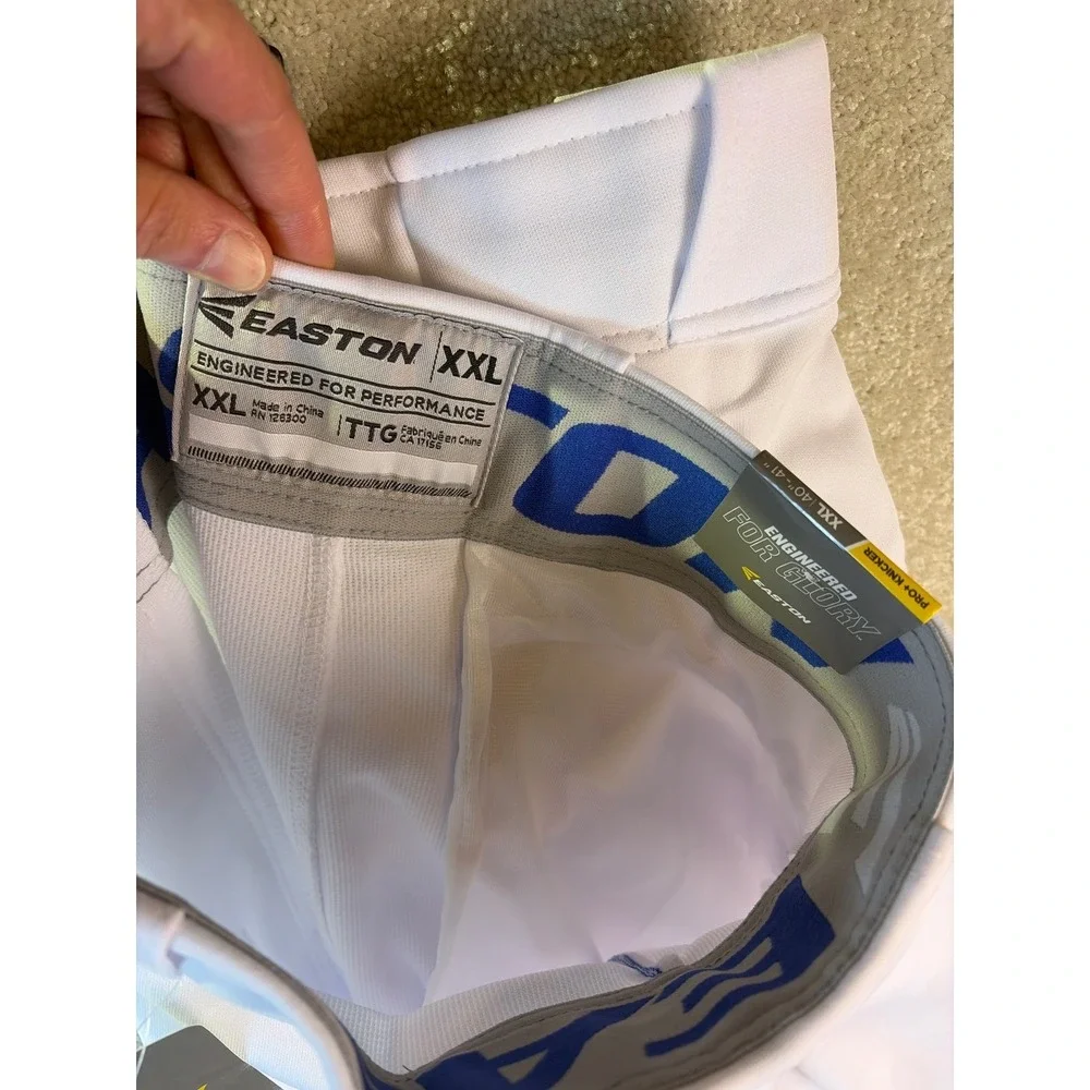 Easton‎ Pro+ Knicker Baseball Pants Adult XXL White Royal Blue Piped A167105 NEW